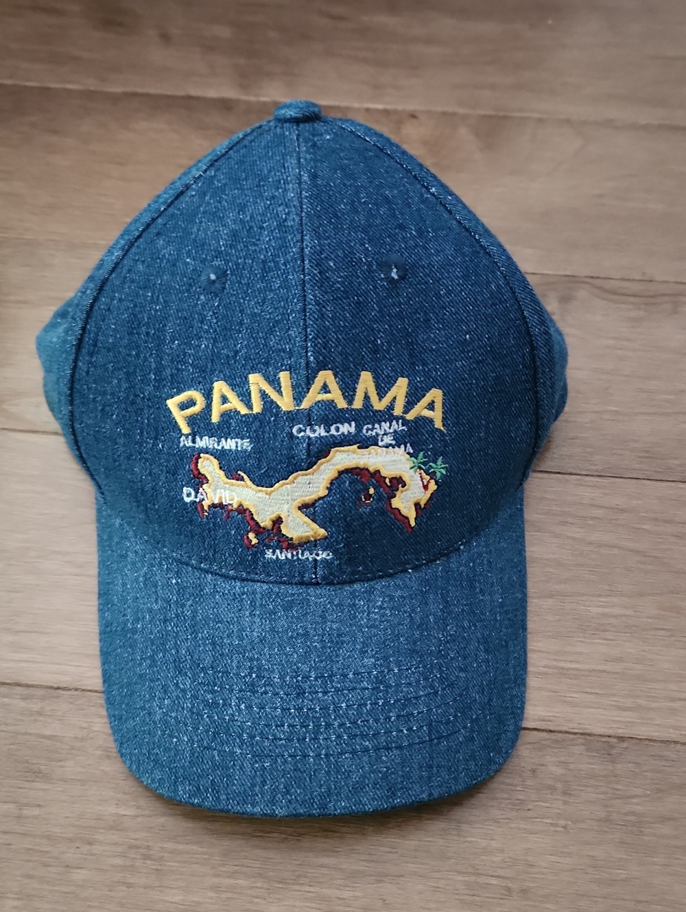 Panama Embroidered Denim Blue Baseball Cap